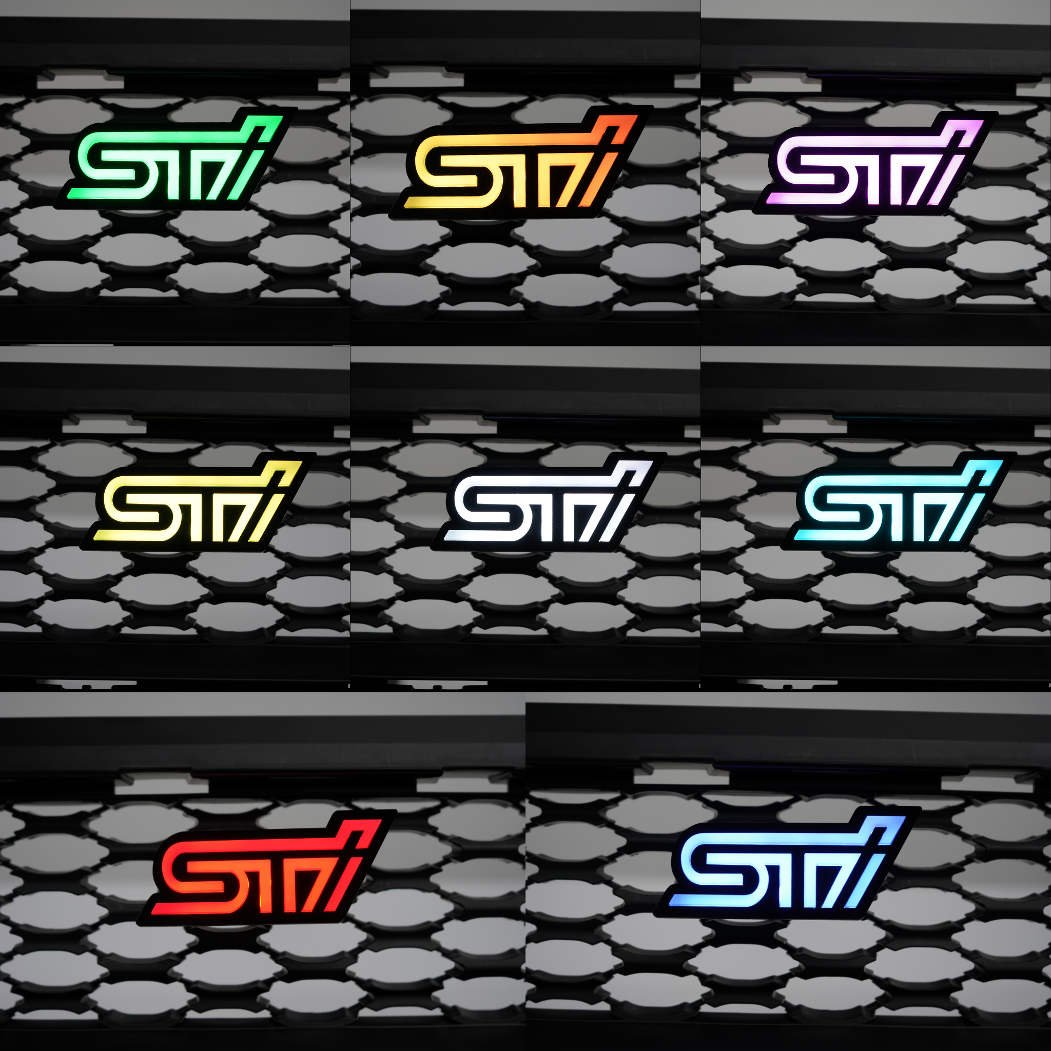 STI LED Badge: Multicolor Flow (2010-2023) | Lit Logos â€“ Custom Multicolor LED Lighting by RGB Halo Kits
