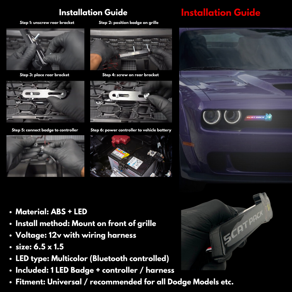 Scatpack LED Emblem Badge (Multicolor Flow) â€“ Custom Multicolor LED Lighting by RGB Halo Kits