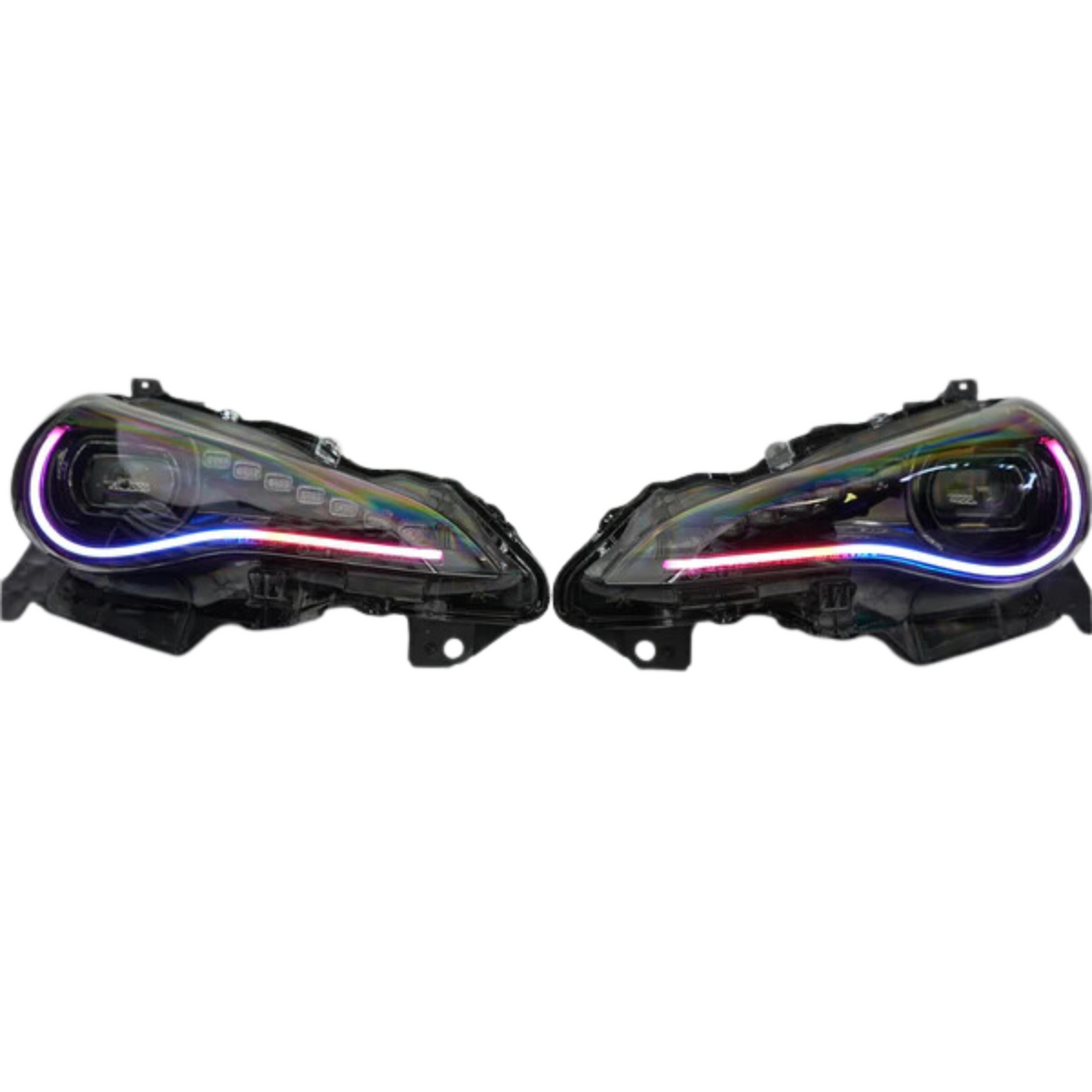 Scion FRS (2012-2016) / Subaru BRZ (2012-2018) / Toyota GT86 (2017-2018): Multicolor Flow Headlights + Demon eyes XB Morimoto – Custom Multicolor LED Lighting by RGB Halo Kits