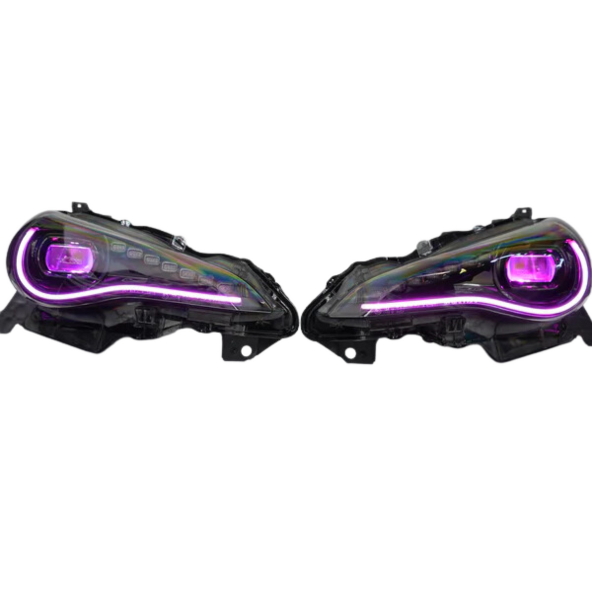 Scion FRS (2012-2016) / Subaru BRZ (2012-2018) / Toyota GT86 (2017-2018): Multicolor Flow Headlights + Demon eyes XB Morimoto – Custom Multicolor LED Lighting by RGB Halo Kits