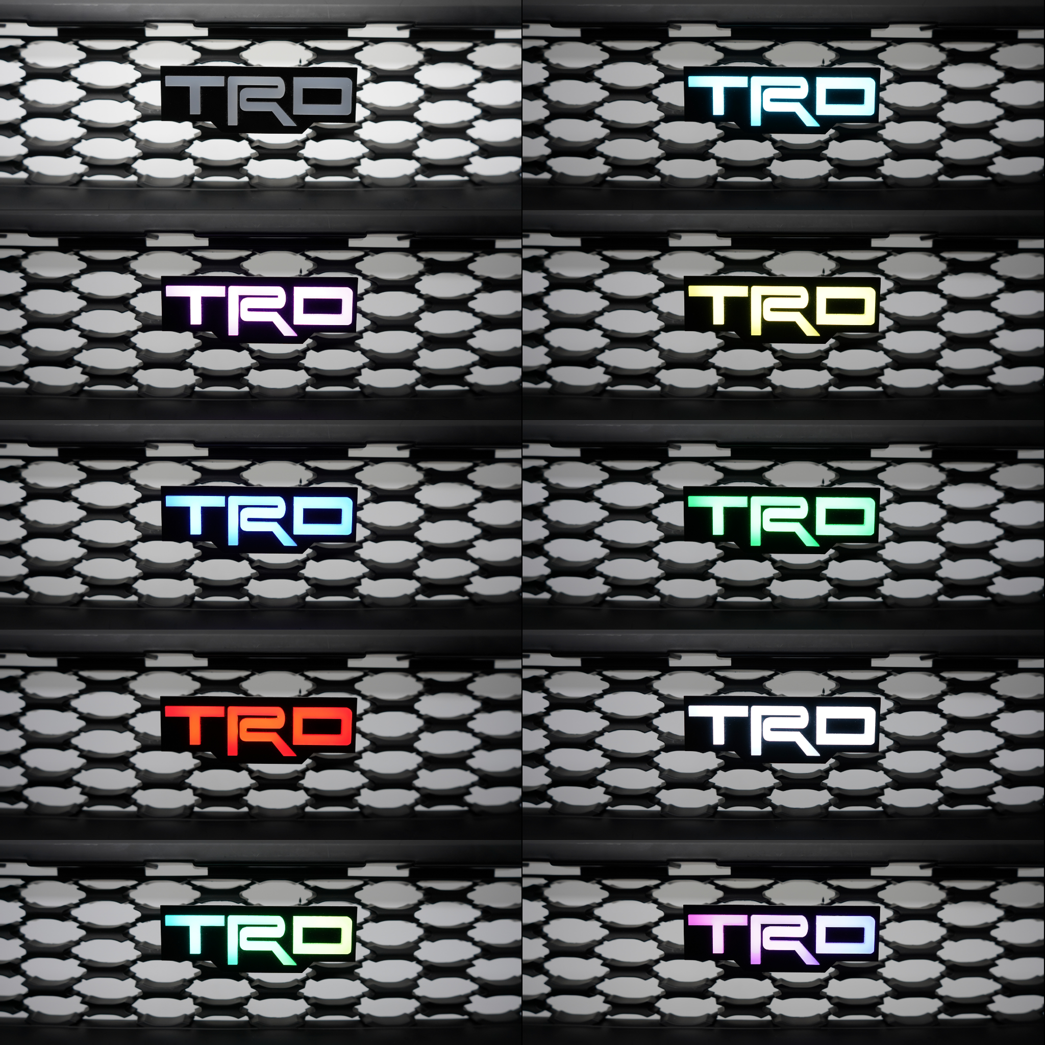 TRD : Illuminated Multicolor Flow LED Badge | Lit Logos â€“ Custom Multicolor LED Lighting by RGB Halo Kits