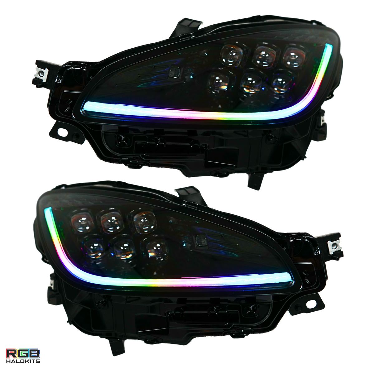 Toyota GR86 / Subaru BRZ: Multicolor Flow Series Alphablack Nova-series Headlights (2021-2025) | Alpharex – Custom Multicolor LED Lighting by RGB Halo Kits