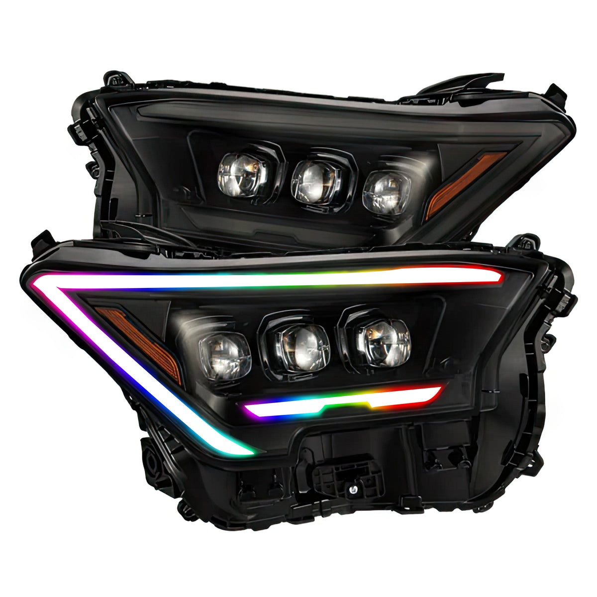 Toyota Tacoma: Multicolor Flow Series Alphablack Headlights (2024-2025) | Alpharex – Custom Multicolor LED Lighting by RGB Halo Kits
