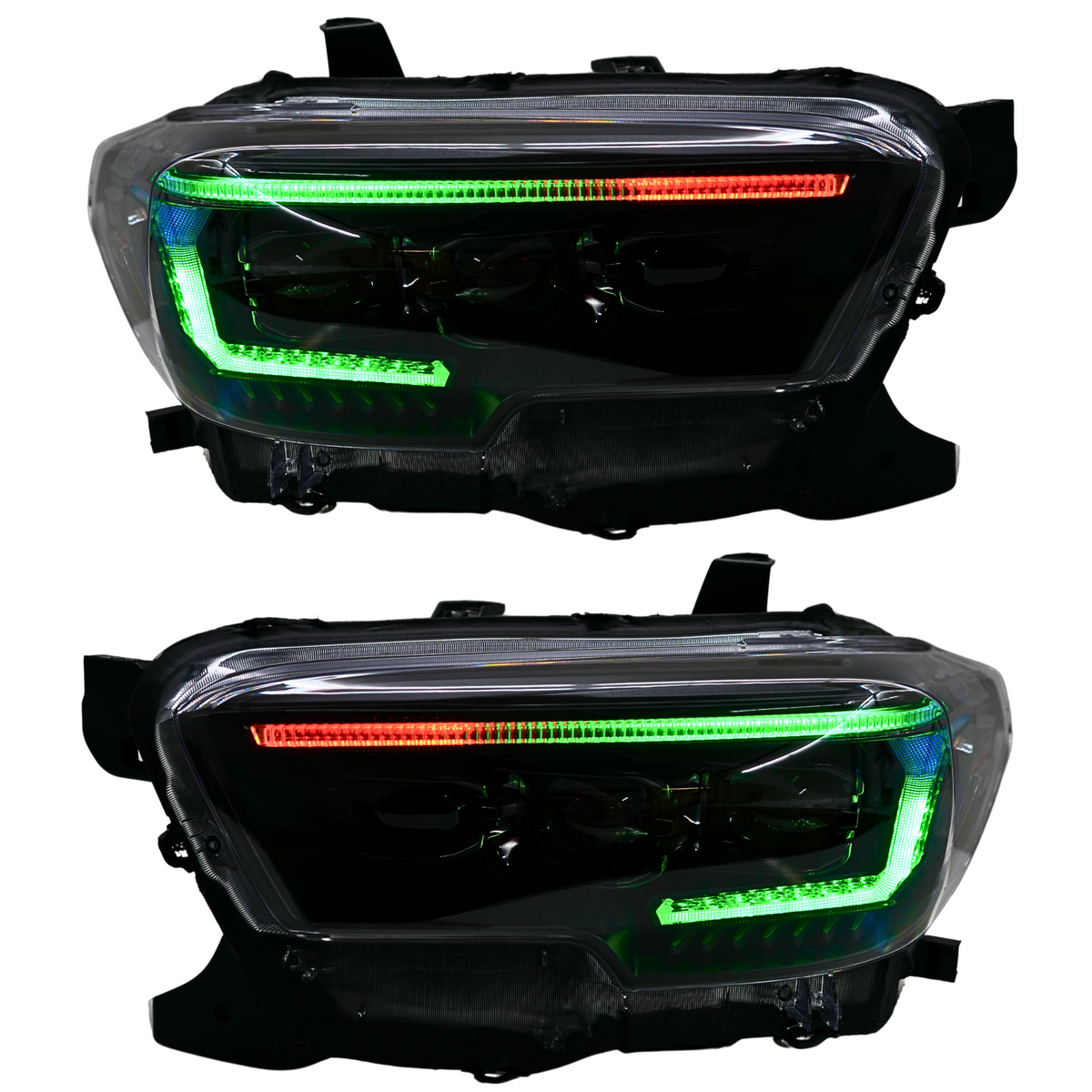 Toyota Tacoma: Multicolor Flow Series Headlights (2016-2023) | XB Evo – Custom Multicolor LED Lighting by RGB Halo Kits