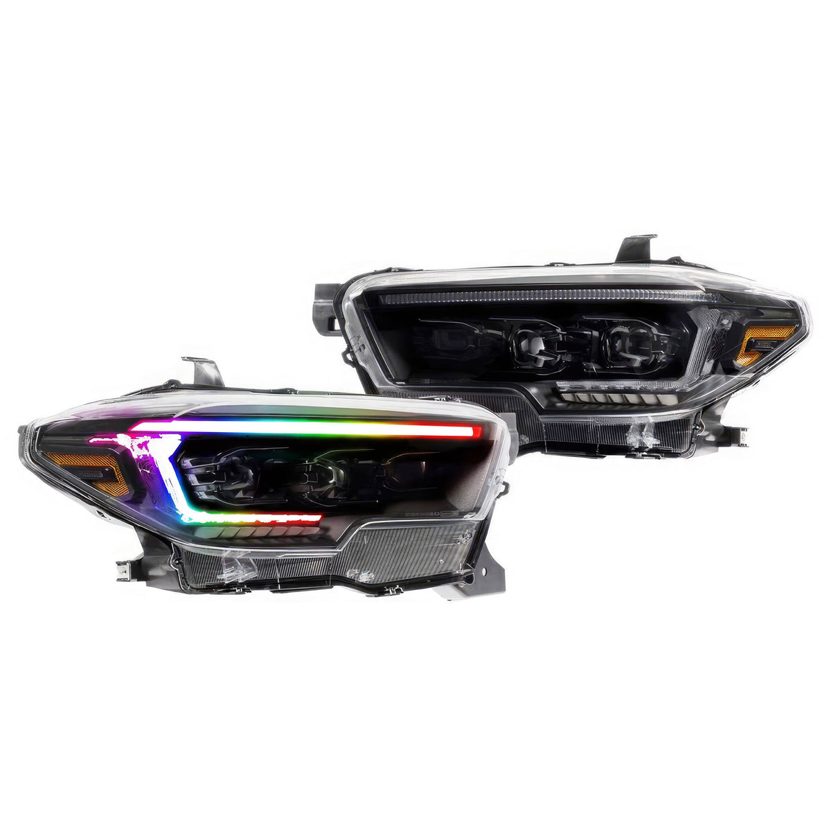 Toyota Tacoma: Multicolor Flow Series Headlights (2016-2023) | XB Evo Hybrid – Custom Multicolor LED Lighting by RGB Halo Kits