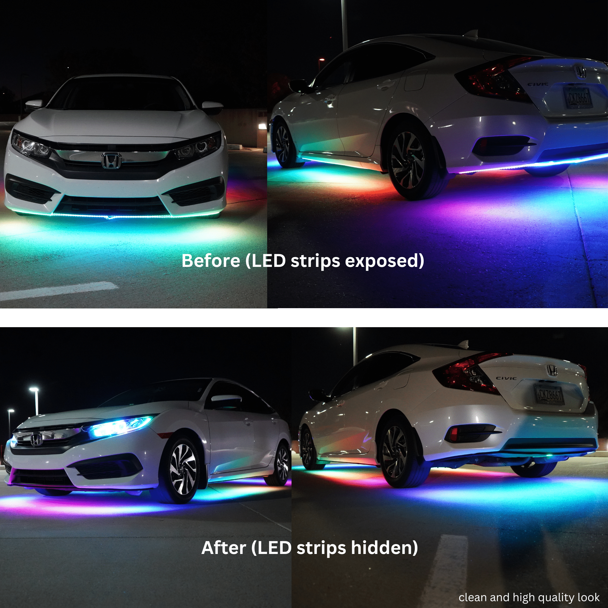 Underglow Strip Hiding Kit – Custom Multicolor LED Lighting by RGB Halo Kits