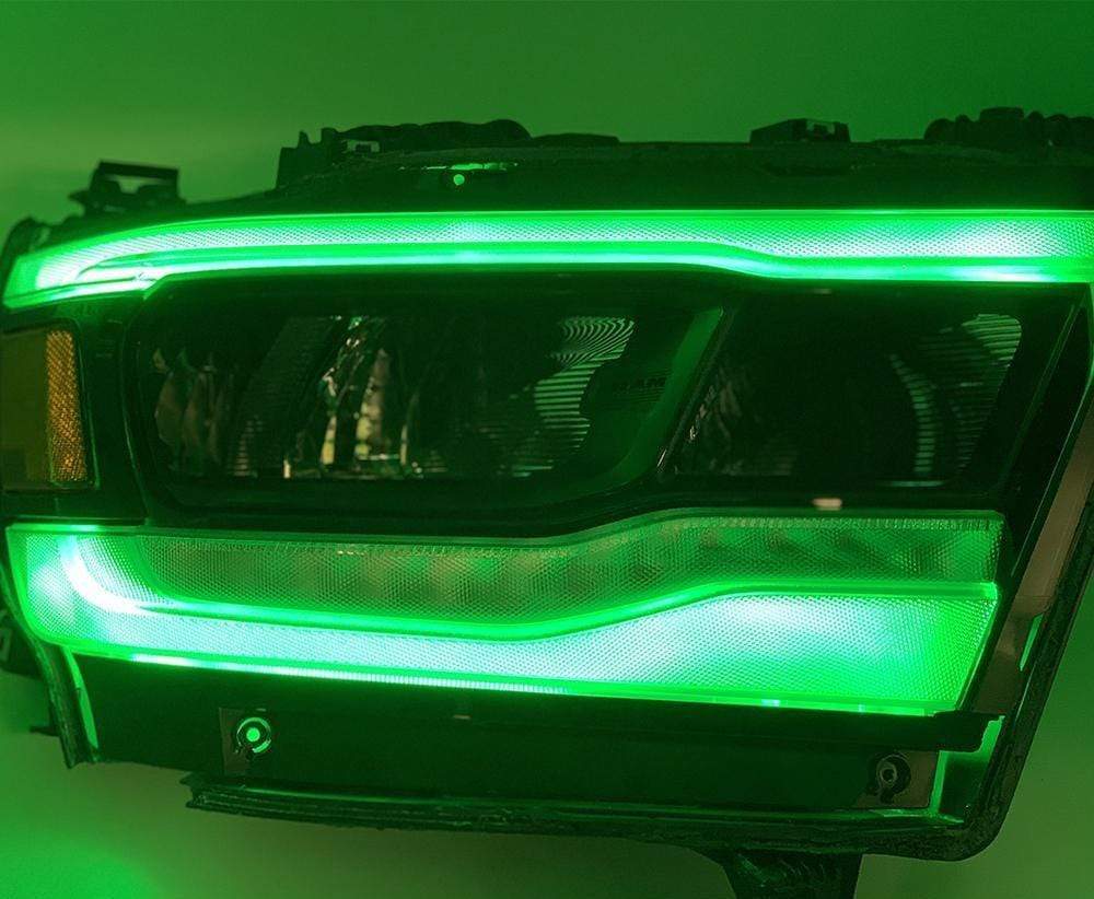 2019-2023 Dodge Ram 1500 Midline Multicolor DRL Boards - RGB Halo Kits Multicolor Flow Series Color Chasing RGBWA LED headlight kit Oracle Lighting Trendz OneUpLighting Morimoto theretrofitsource AutoLEDTech Diode Dynamics