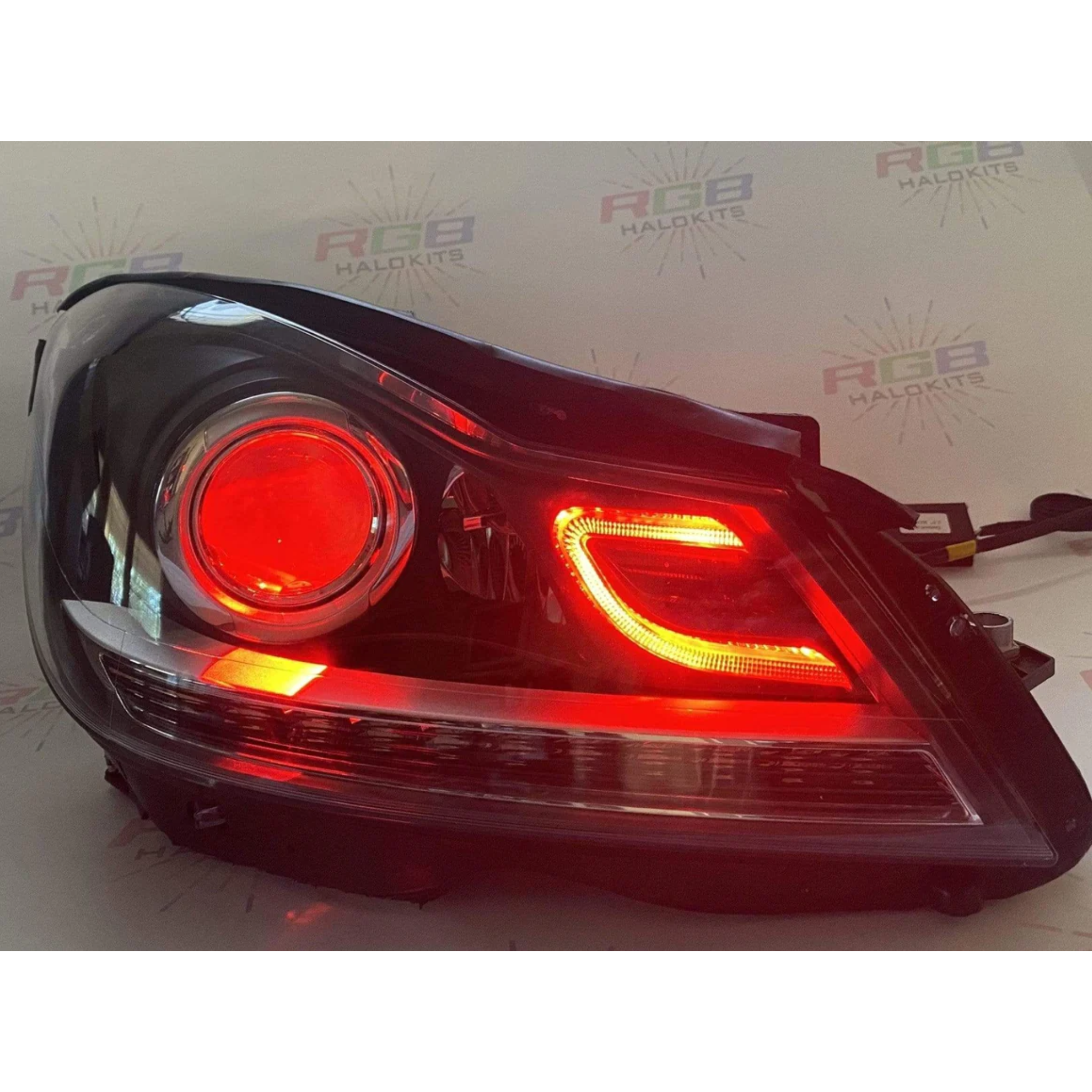 2012-2014 Mercedes Benz C-CLASS  Prebuilt Headlights RGBW