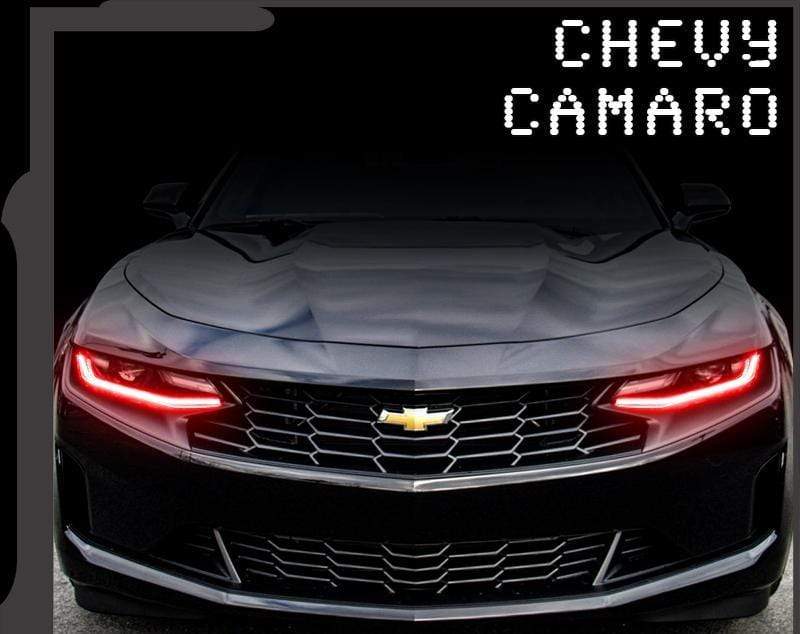 2019-2021 Chevrolet Camaro RGB DRL Strips (Waterproof Exterior Mount) - RGB Halo Kits Multicolor Flow Series Color Chasing RGBWA LED headlight kit Oracle Lighting Trendz OneUpLighting Morimoto theretrofitsource AutoLEDTech Diode Dynamics