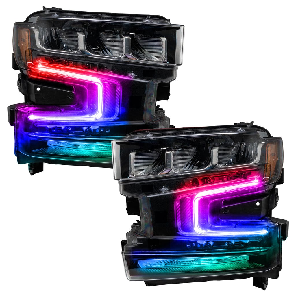 2019-2021 Chevrolet Silverado 1500 RGBW DRL Boards - RGB Halo Kits Multicolor Flow Series Color Chasing RGBWA LED headlight kit Oracle Lighting Trendz OneUpLighting Morimoto theretrofitsource AutoLEDTech Diode Dynamics