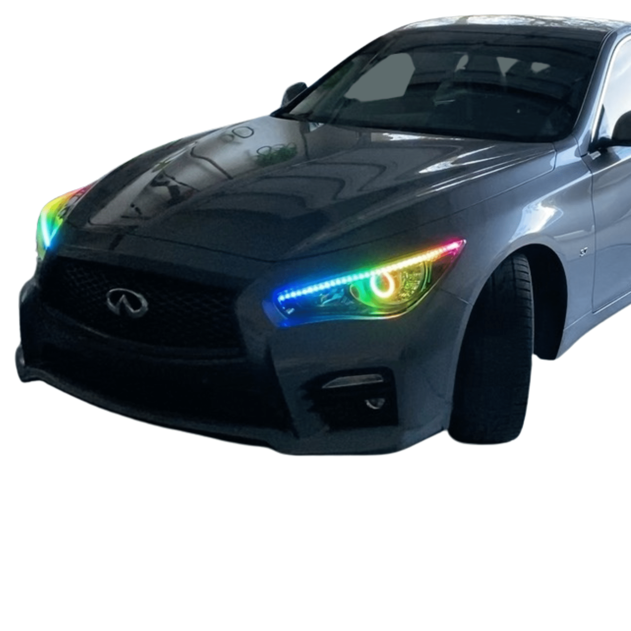 Infiniti Q50 Multicolor DRL Boards (2014-2023) - RGB Halo Kits Multicolor Flow Series Color Chasing RGBWA LED headlight kit Colorshift Oracle Lighting Trendz OneUpLighting Morimoto theretrofitsource AutoLEDTech Diode Dynamics