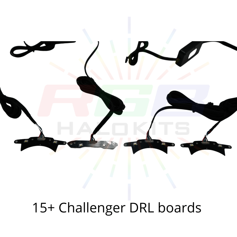 2015-2024 Dodge Challenger RGBW DRL Boards - RGB Halo Kits Multicolor Flow Series Color Chasing RGBWA LED headlight kit Oracle Lighting Trendz OneUpLighting Morimoto theretrofitsource AutoLEDTech Diode Dynamics