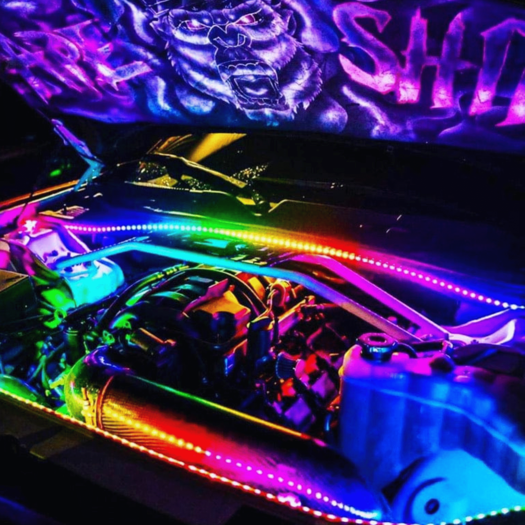 Engine Bay Multicolor Lighting Kit - RGB Halo Kits Multicolor Flow Series Color Chasing RGBWA LED headlight kit Oracle Lighting Trendz OneUpLighting Morimoto theretrofitsource AutoLEDTech Diode Dynamics