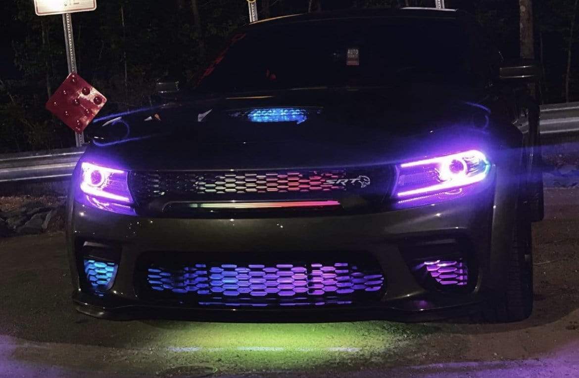 Multicolor Grille LED Kit - RGB Halo Kits Multicolor Flow Series Color Chasing RGBWA LED headlight kit Oracle Lighting Trendz OneUpLighting Morimoto theretrofitsource AutoLEDTech Diode Dynamics