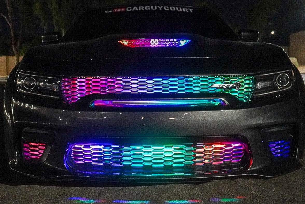 Multicolor Grille LED Kit - RGB Halo Kits Multicolor Flow Series Color Chasing RGBWA LED headlight kit Oracle Lighting Trendz OneUpLighting Morimoto theretrofitsource AutoLEDTech Diode Dynamics