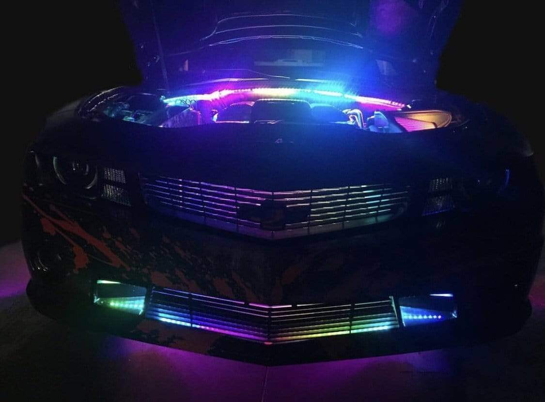 Multicolor Grille LED Kit - RGB Halo Kits Multicolor Flow Series Color Chasing RGBWA LED headlight kit Oracle Lighting Trendz OneUpLighting Morimoto theretrofitsource AutoLEDTech Diode Dynamics