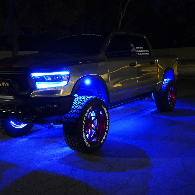 RGBW High Powered Rock Lights - RGB Halo Kits Multicolor Flow Series Color Chasing RGBWA LED headlight kit Oracle Lighting Trendz OneUpLighting Morimoto theretrofitsource AutoLEDTech Diode Dynamics