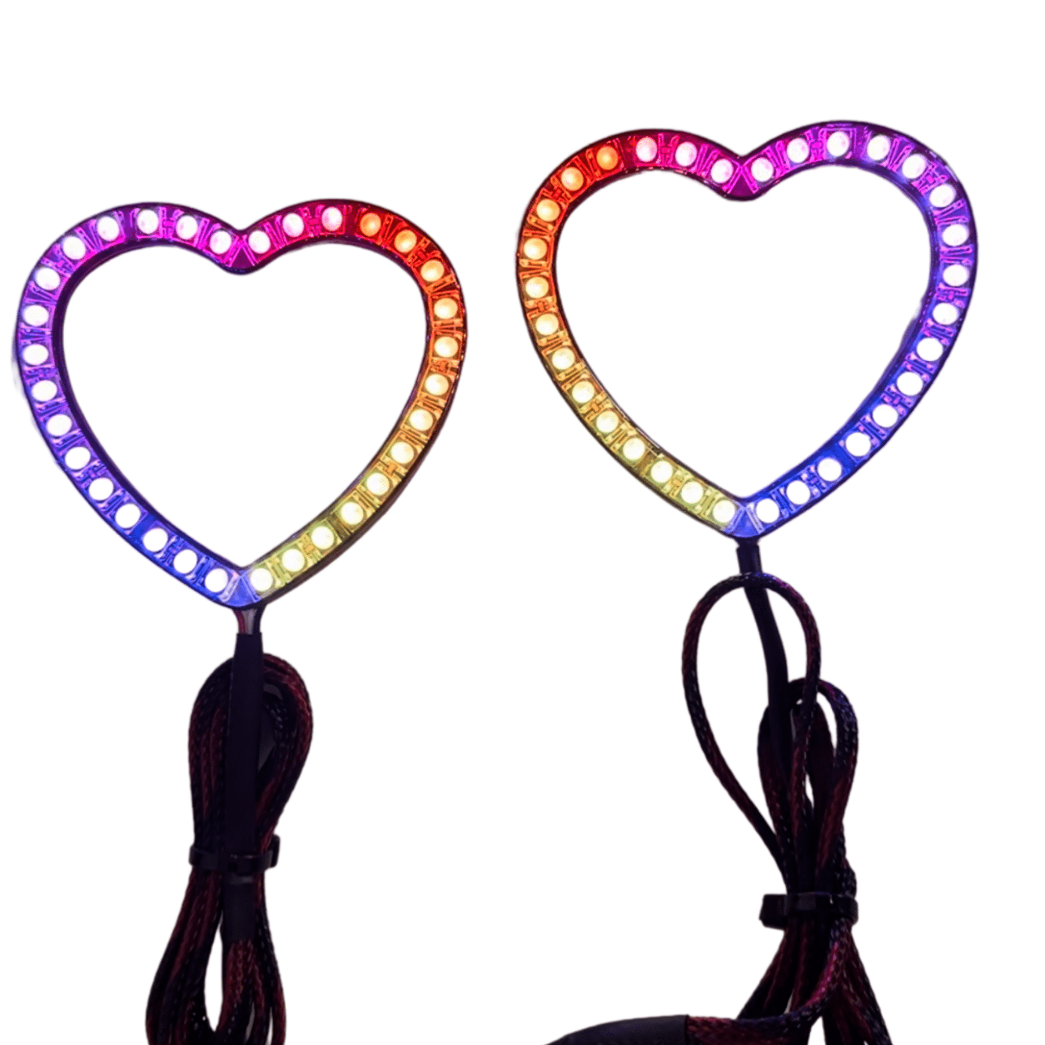 Heart Halo Rings | Multicolor - RGB Halo Kits Multicolor Flow Series Color Chasing RGBWA LED headlight kit Oracle Lighting Trendz OneUpLighting Morimoto theretrofitsource AutoLEDTech Diode Dynamics