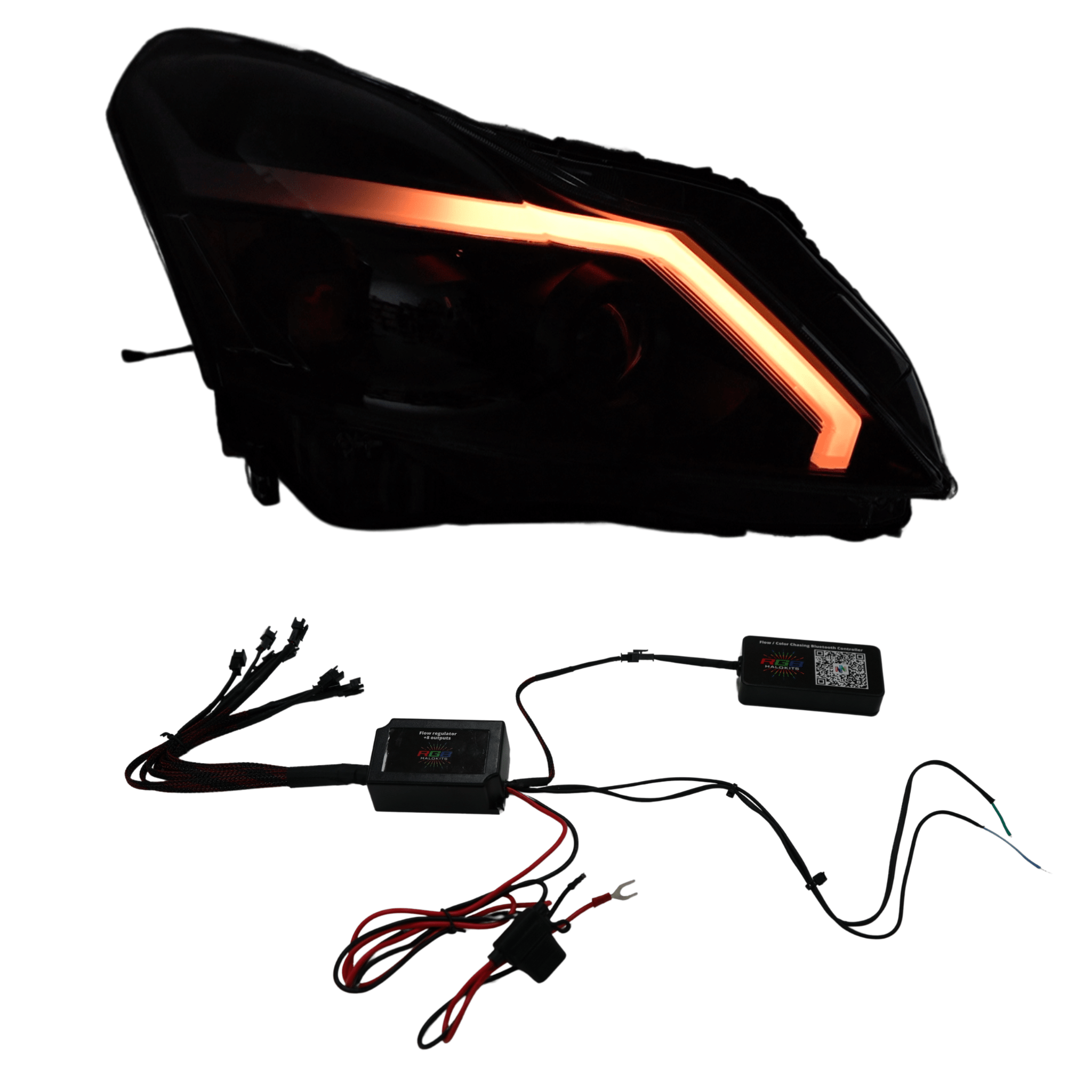 Flow Controller: (Built-In DRL + Sequential Turn Signal Feature) - RGB Halo Kits Multicolor Flow Series Color Chasing RGBWA LED headlight kit Oracle Lighting Trendz OneUpLighting Morimoto theretrofitsource AutoLEDTech Diode Dynamics