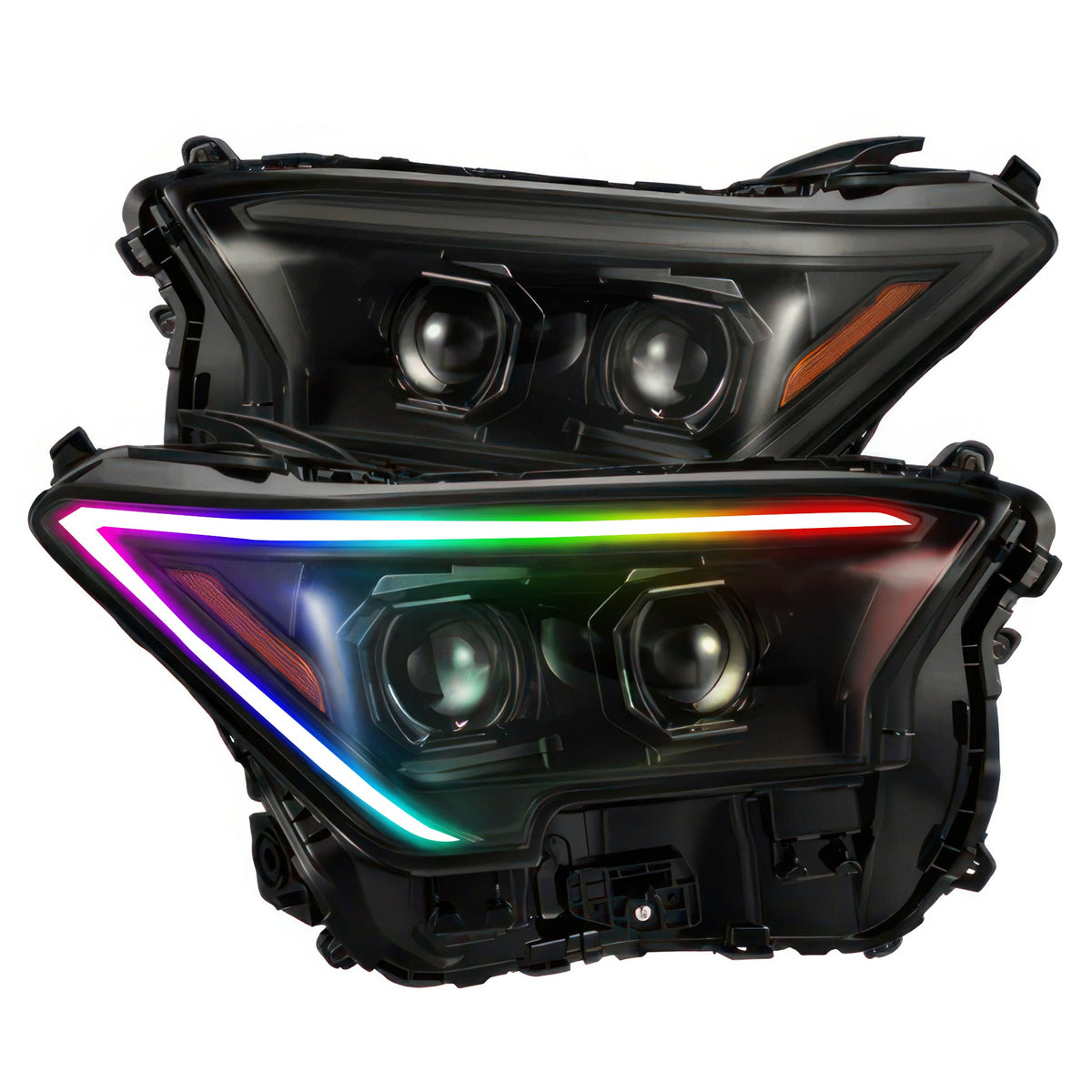 Toyota Tacoma: Multicolor Flow Series Alphablack Headlights (2024-2025) | Alpharex – Custom Multicolor LED Lighting by RGB Halo Kits