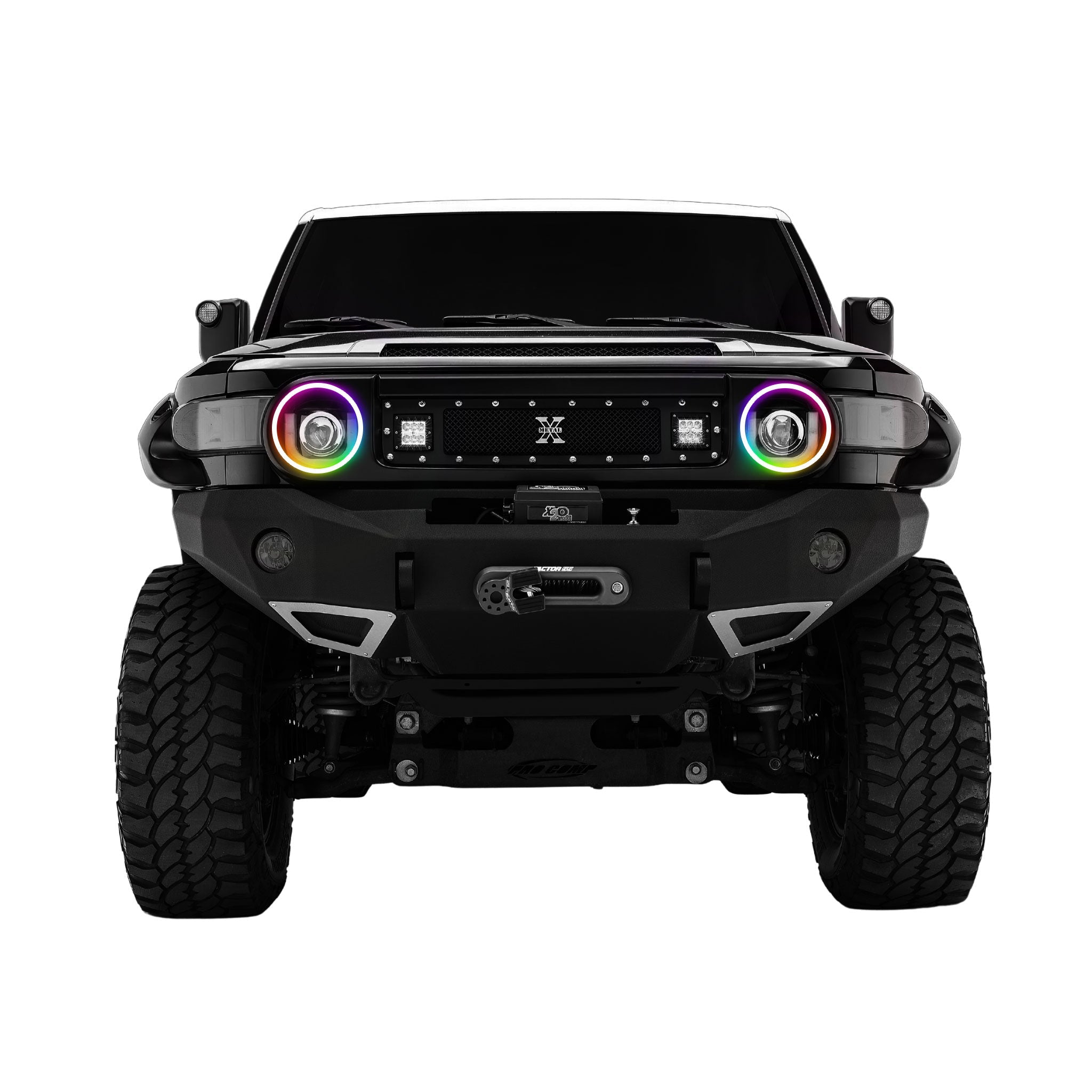 2007-2014 Toyota FJ Cruiser Multicolor Halo Kit - RGB Halo Kits Multicolor Flow Series Color Chasing RGBWA LED headlight kit Colorshift Oracle Lighting Trendz OneUpLighting Morimoto theretrofitsource AutoLEDTech Diode Dynamics