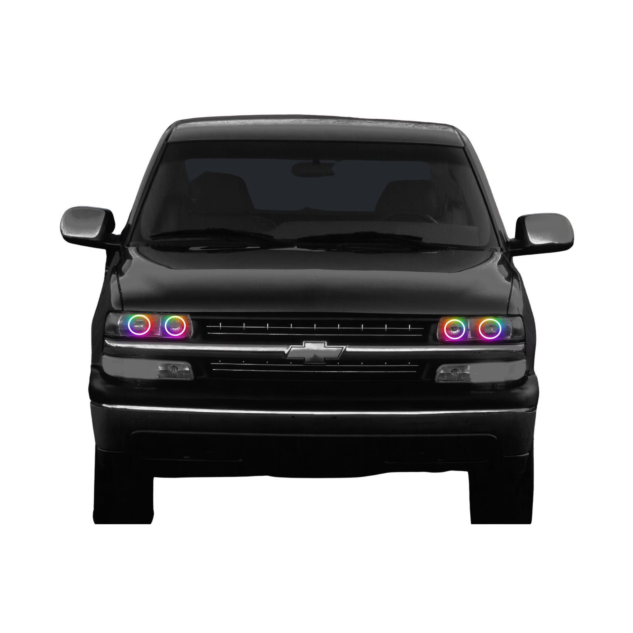 1999-2002 Chevrolet Silverado Multicolor Halo Kit - RGB Halo Kits Multicolor Flow Series Color Chasing RGBWA LED headlight kit Colorshift Oracle Lighting Trendz OneUpLighting Morimoto theretrofitsource AutoLEDTech Diode Dynamics