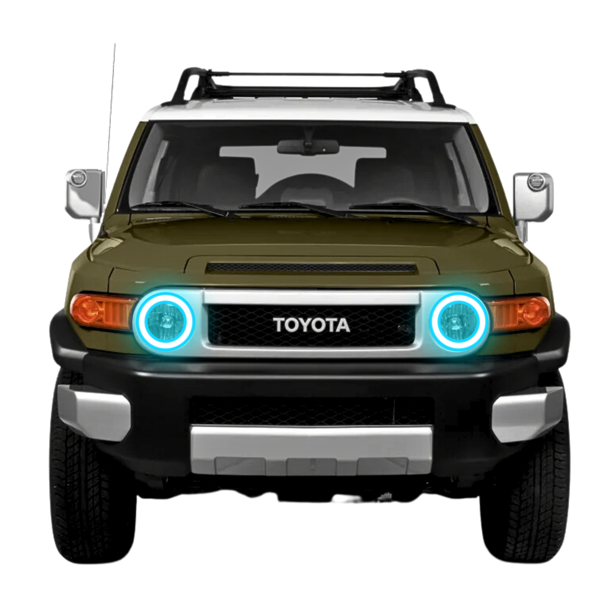 2007-2014 Toyota FJ Cruiser Multicolor Halo Kit - RGB Halo Kits Multicolor Flow Series Color Chasing RGBWA LED headlight kit Colorshift Oracle Lighting Trendz OneUpLighting Morimoto theretrofitsource AutoLEDTech Diode Dynamics