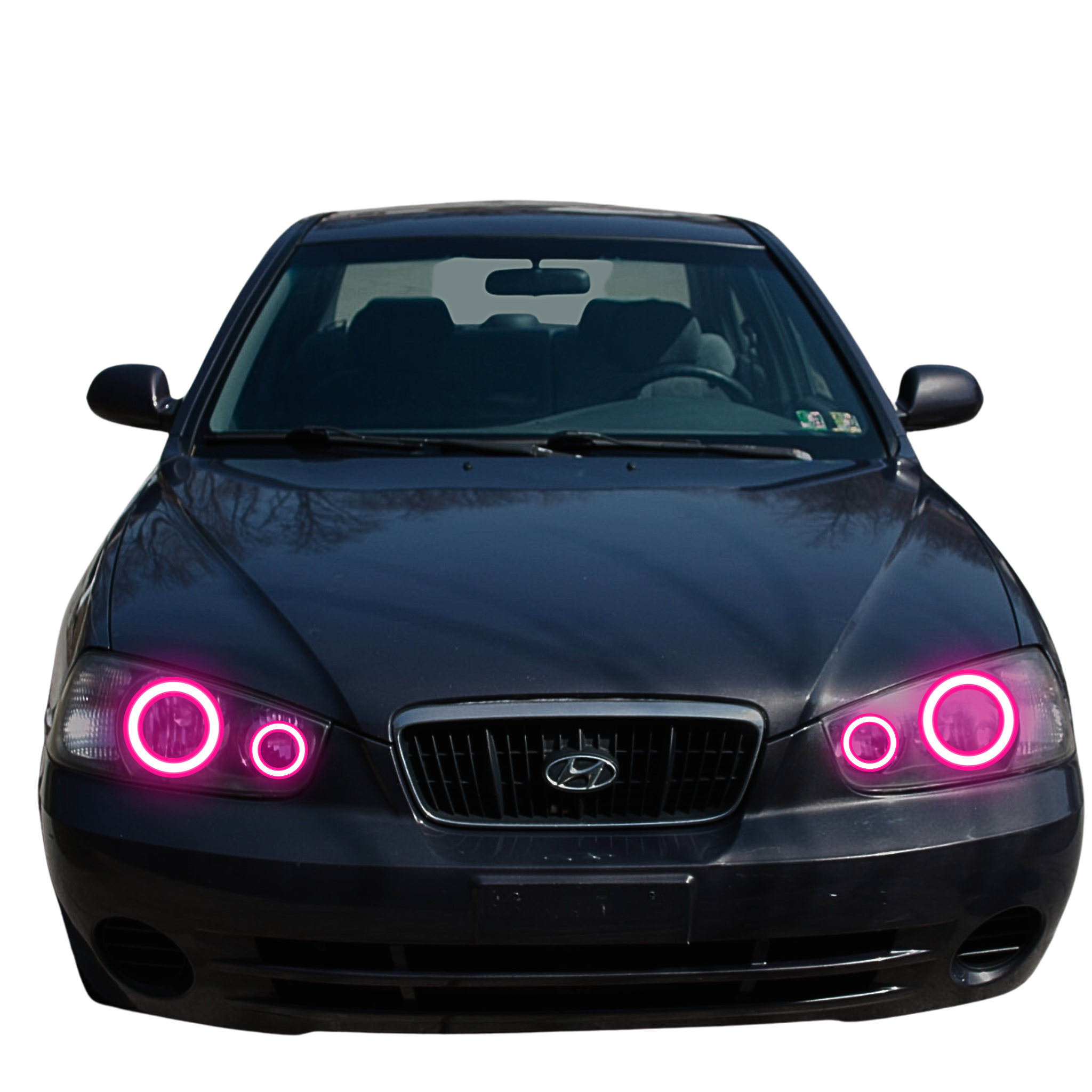 2001-2003 Hyundai Elantra Multicolor Halo Kit - RGB Halo Kits Multicolor Flow Series Color Chasing RGBWA LED headlight kit Colorshift Oracle Lighting Trendz OneUpLighting Morimoto theretrofitsource AutoLEDTech Diode Dynamics