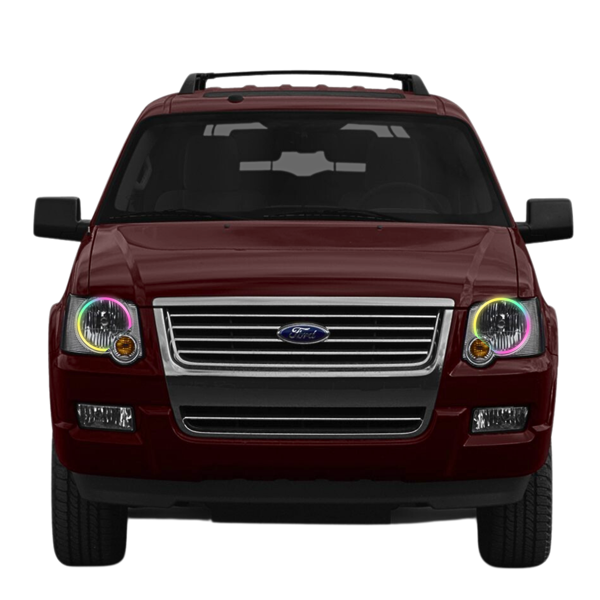 2008-2010 Ford Explorer Sport Trac Multicolor Halo Kit - RGB Halo Kits Multicolor Flow Series Color Chasing RGBWA LED headlight kit Colorshift Oracle Lighting Trendz OneUpLighting Morimoto theretrofitsource AutoLEDTech Diode Dynamics