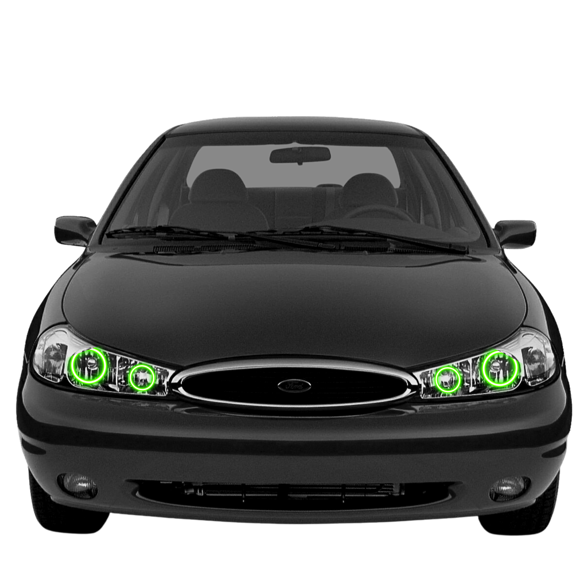 1998-2000 Ford Contour Multicolor Halo Kit - RGB Halo Kits Multicolor Flow Series Color Chasing RGBWA LED headlight kit Colorshift Oracle Lighting Trendz OneUpLighting Morimoto theretrofitsource AutoLEDTech Diode Dynamics