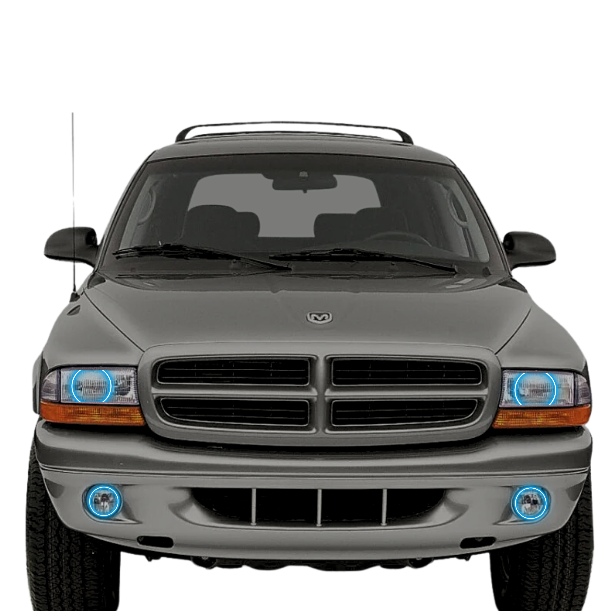 1998-2003 Dodge Durango Multicolor Halo Kit - RGB Halo Kits Multicolor Flow Series Color Chasing RGBWA LED headlight kit Colorshift Oracle Lighting Trendz OneUpLighting Morimoto theretrofitsource AutoLEDTech Diode Dynamics