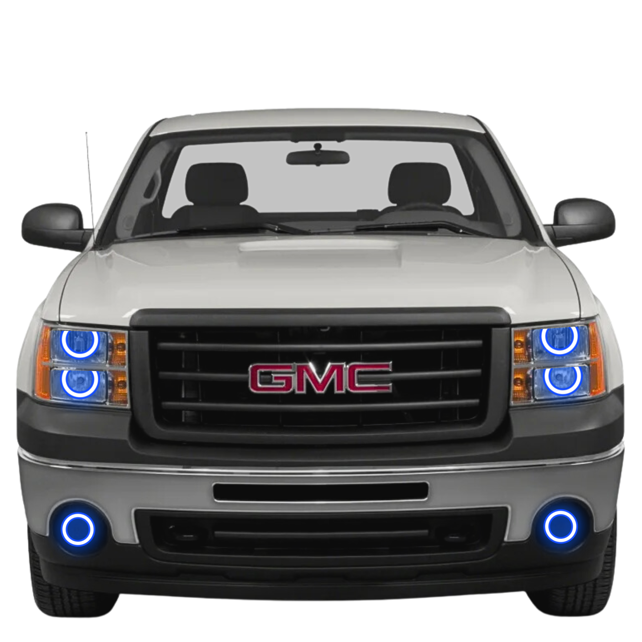 2007-2013 GMC Sierra Multicolor Halo Kit (Round Style) - RGB Halo Kits Multicolor Flow Series Color Chasing RGBWA LED headlight kit Colorshift Oracle Lighting Trendz OneUpLighting Morimoto theretrofitsource AutoLEDTech Diode Dynamics