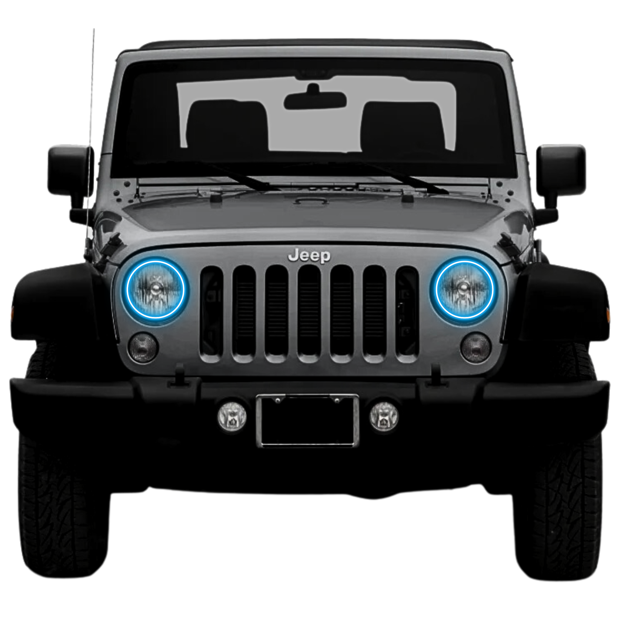 2007-2017 Jeep Wrangler JK Multicolor Halo Kit- Surface Mount Waterproof - RGB Halo Kits Multicolor Flow Series Color Chasing RGBWA LED headlight kit Colorshift Oracle Lighting Trendz OneUpLighting Morimoto theretrofitsource AutoLEDTech Diode Dynamics