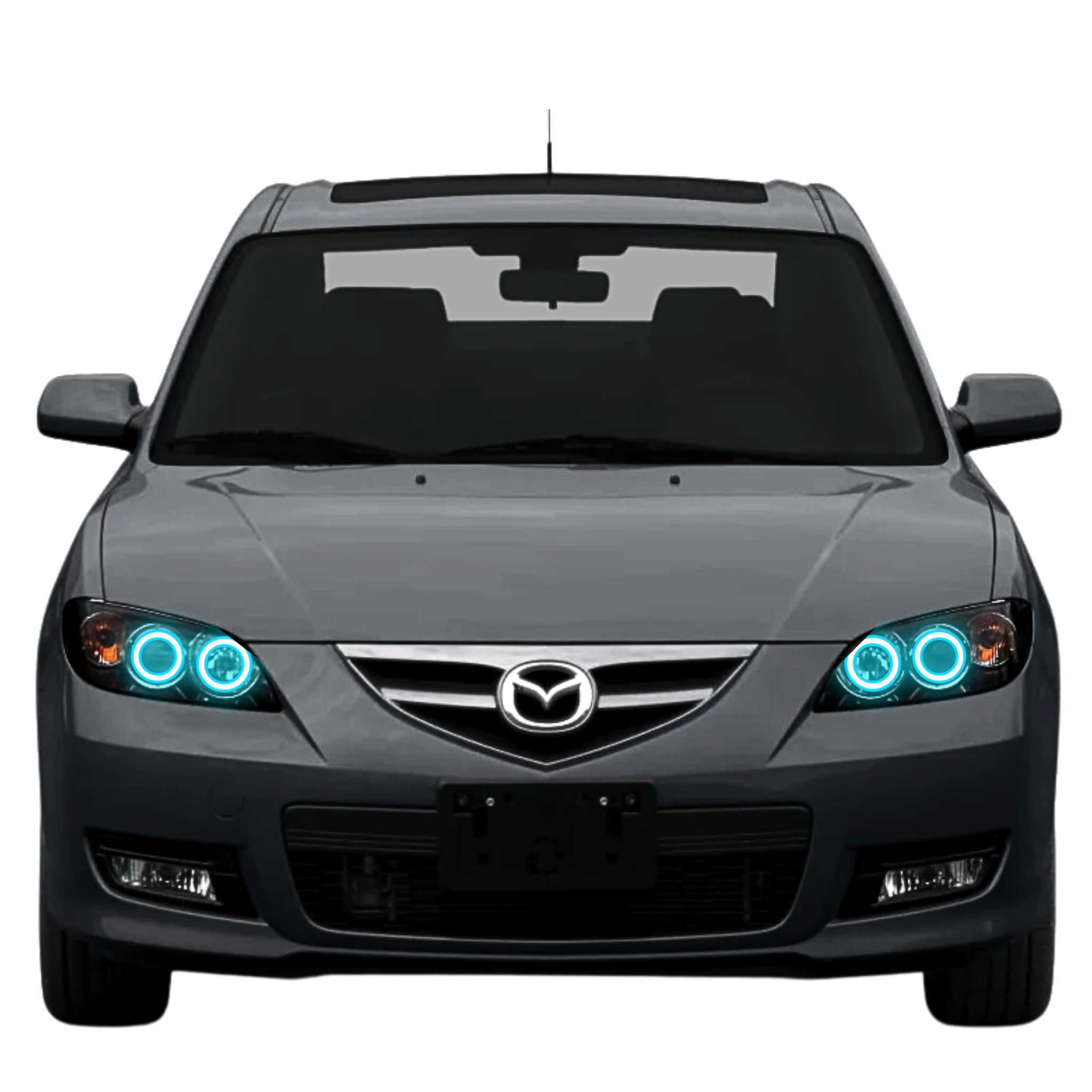 2004-2009 Mazda 3 Multicolor Halo Kit - RGB Halo Kits Multicolor Flow Series Color Chasing RGBWA LED headlight kit Colorshift Oracle Lighting Trendz OneUpLighting Morimoto theretrofitsource AutoLEDTech Diode Dynamics