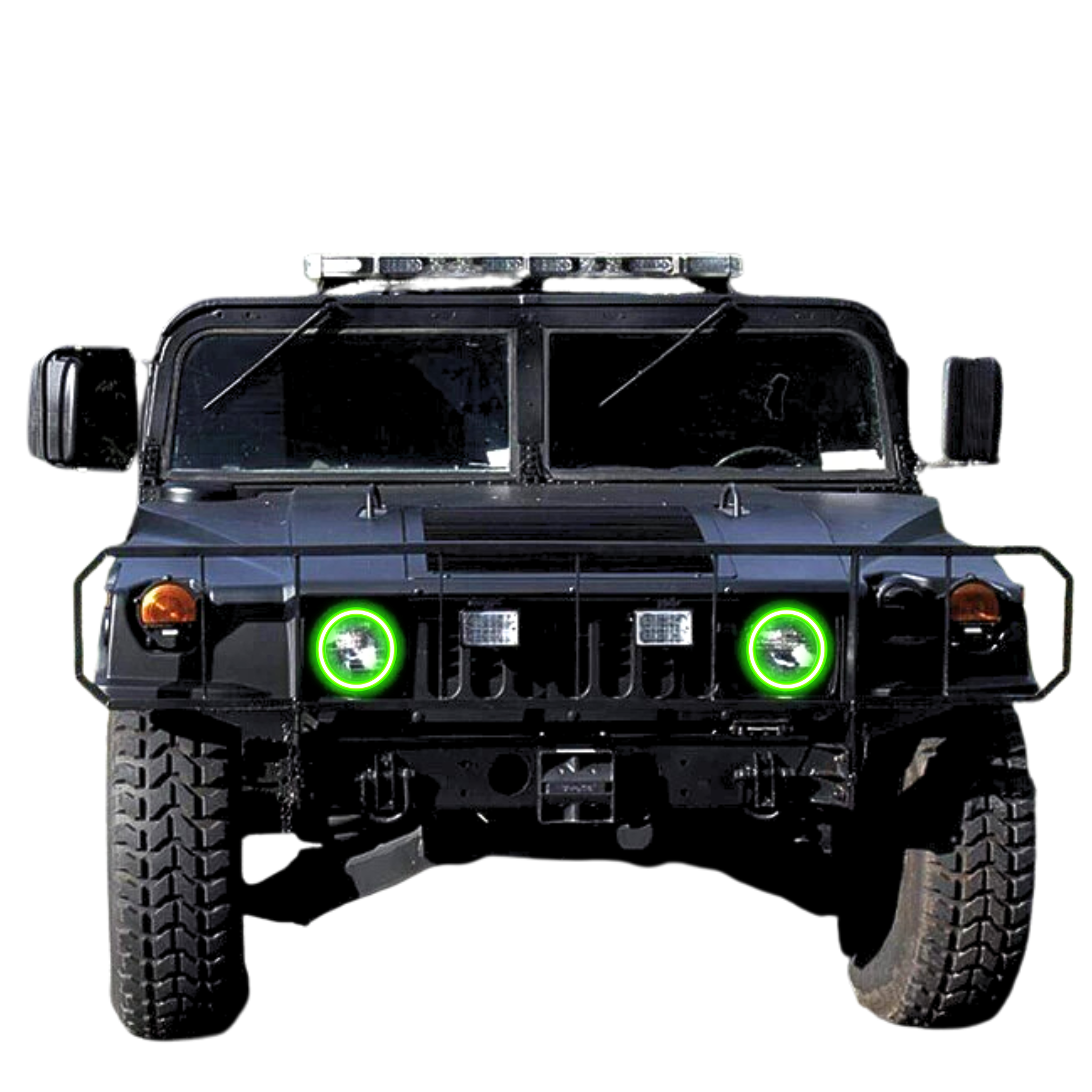 1992-2006 Hummer H1 Multicolor Halo Kit - RGB Halo Kits Multicolor Flow Series Color Chasing RGBWA LED headlight kit Colorshift Oracle Lighting Trendz OneUpLighting Morimoto theretrofitsource AutoLEDTech Diode Dynamics