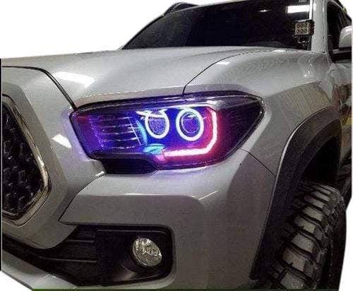 2016-2019 Toyota Tacoma RGBW DRL Boards - RGB Halo Kits Multicolor Flow Series Color Chasing RGBWA LED headlight kit Oracle Lighting Trendz OneUpLighting Morimoto theretrofitsource AutoLEDTech Diode Dynamics