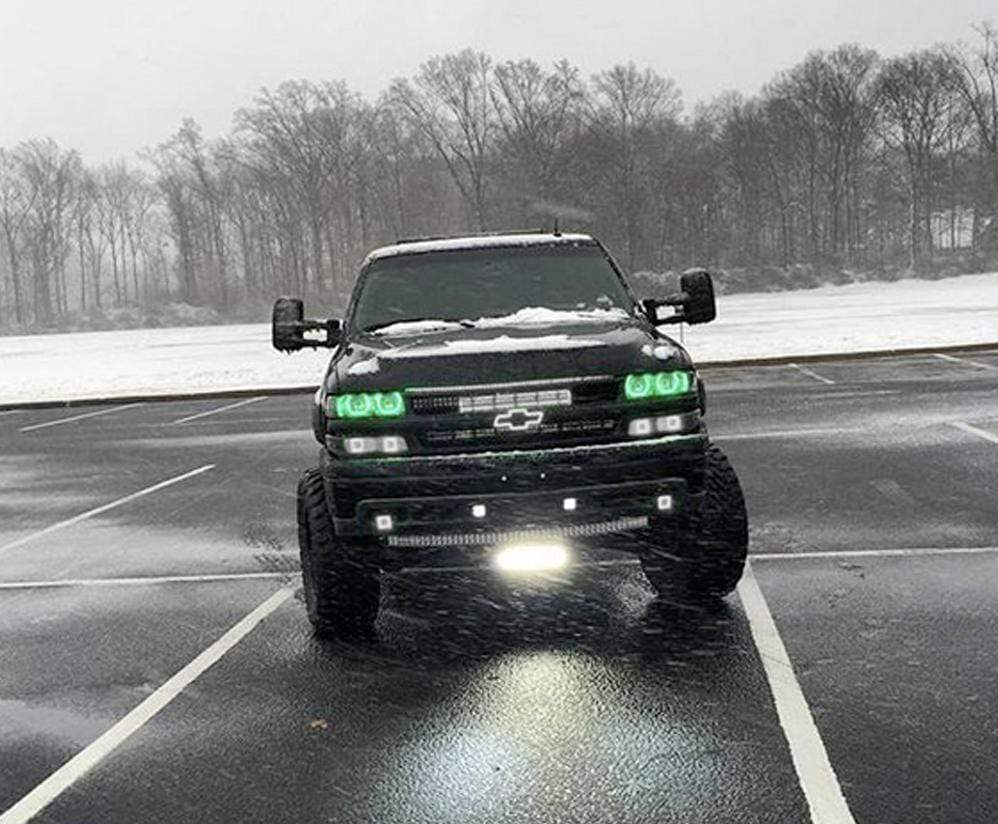 1999-2002 Chevrolet Silverado Multicolor Halo Kit - RGB Halo Kits Multicolor Flow Series Color Chasing RGBWA LED headlight kit Colorshift Oracle Lighting Trendz OneUpLighting Morimoto theretrofitsource AutoLEDTech Diode Dynamics