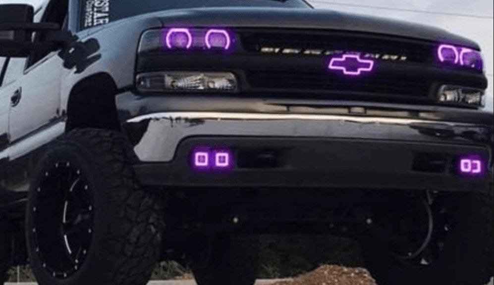 1999-2002 Chevrolet Silverado Multicolor Halo Kit - RGB Halo Kits Multicolor Flow Series Color Chasing RGBWA LED headlight kit Colorshift Oracle Lighting Trendz OneUpLighting Morimoto theretrofitsource AutoLEDTech Diode Dynamics