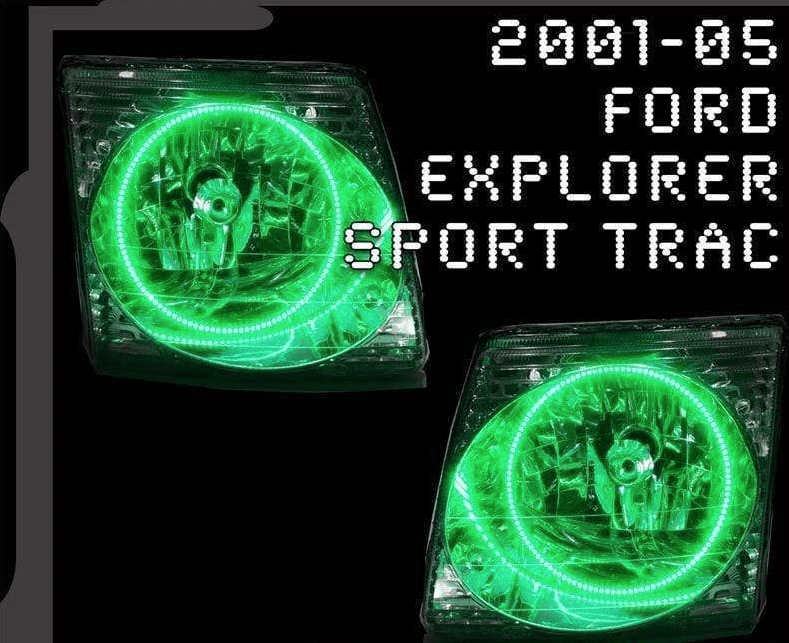 2002-2005 Ford Explorer Sport Trac Multicolor Halo Kit - RGB Halo Kits Multicolor Flow Series Color Chasing RGBWA LED headlight kit Colorshift Oracle Lighting Trendz OneUpLighting Morimoto theretrofitsource AutoLEDTech Diode Dynamics