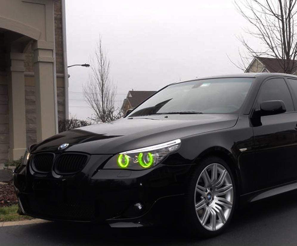 2004-2005 BMW 545i Halo Kit - RGB Halo Kits Multicolor Flow Series Color Chasing RGBWA LED headlight kit Colorshift Oracle Lighting Trendz OneUpLighting Morimoto theretrofitsource AutoLEDTech Diode Dynamics