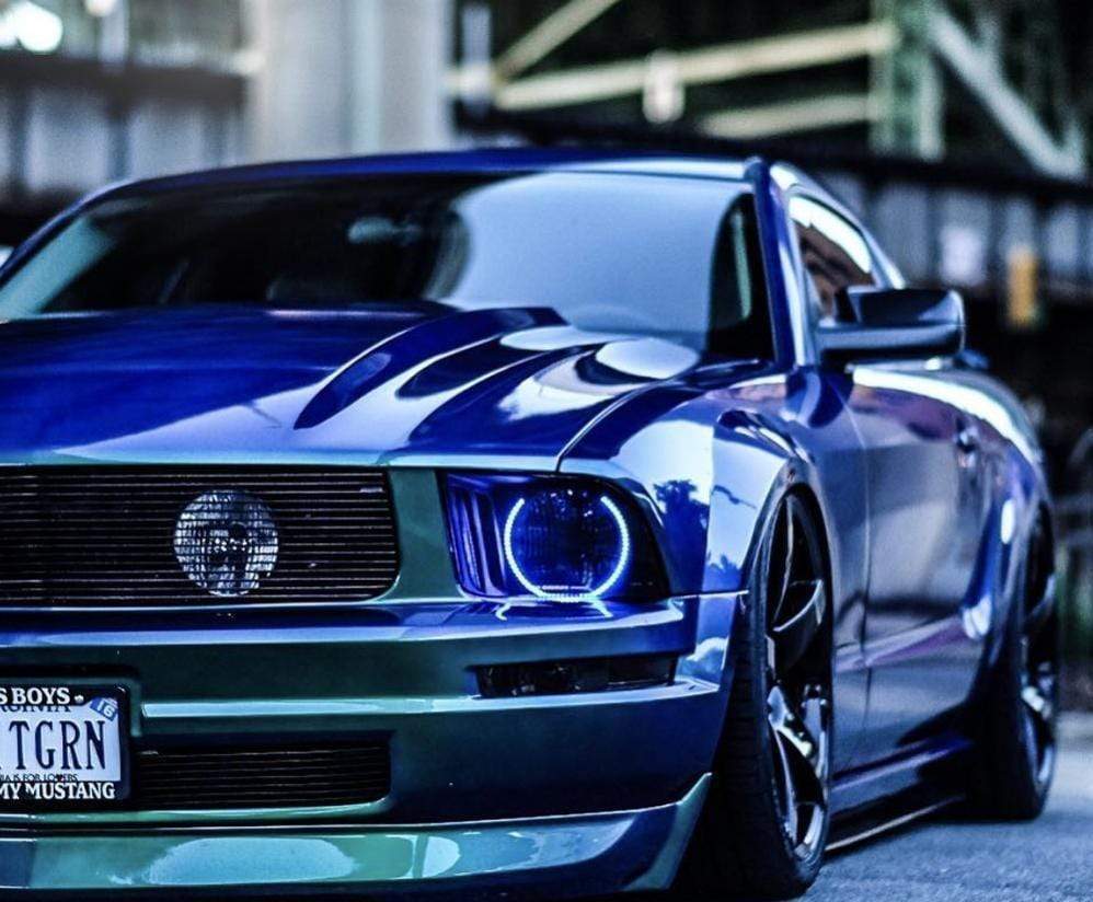 2005-2009 Ford Mustang Multicolor Halo Kit - RGB Halo Kits Multicolor Flow Series Color Chasing RGBWA LED headlight kit Colorshift Oracle Lighting Trendz OneUpLighting Morimoto theretrofitsource AutoLEDTech Diode Dynamics