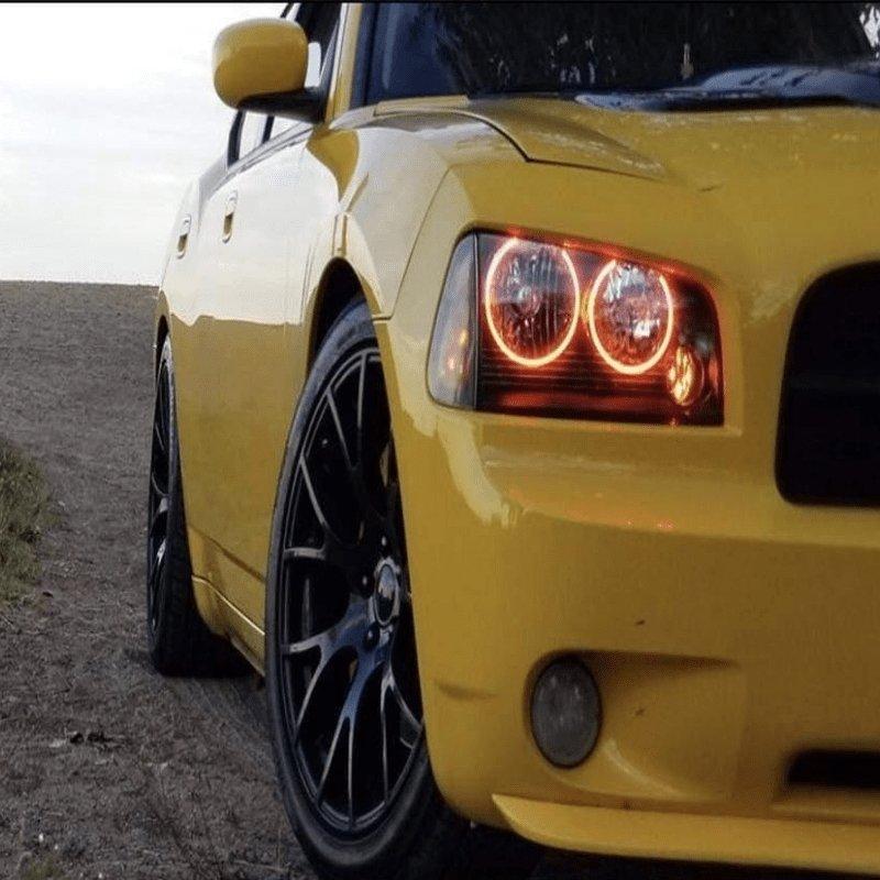 2006-2010 Dodge Charger Multicolor Halo Kit - RGB Halo Kits Multicolor Flow Series Color Chasing RGBWA LED headlight kit Colorshift Oracle Lighting Trendz OneUpLighting Morimoto theretrofitsource AutoLEDTech Diode Dynamics