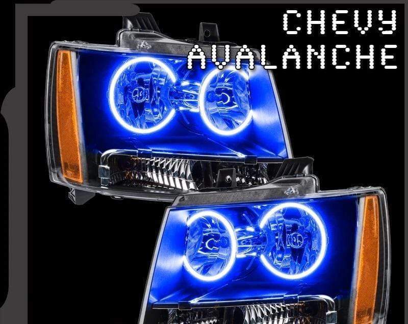 2007-2014 Chevrolet Avalanche Multicolor Halo Kit - RGB Halo Kits Multicolor Flow Series Color Chasing RGBWA LED headlight kit Colorshift Oracle Lighting Trendz OneUpLighting Morimoto theretrofitsource AutoLEDTech Diode Dynamics