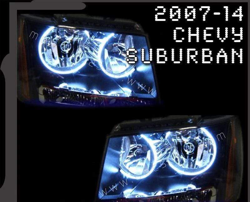 2007-2014 Chevrolet Suburban Multicolor Halo Kit - RGB Halo Kits Multicolor Flow Series Color Chasing RGBWA LED headlight kit Colorshift Oracle Lighting Trendz OneUpLighting Morimoto theretrofitsource AutoLEDTech Diode Dynamics