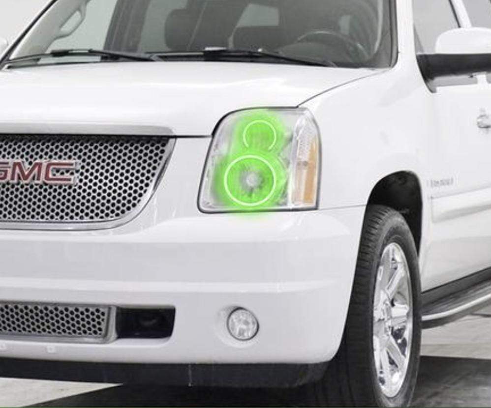 2007-2014 GMC Yukon Flow Series Multicolor Halo Kit - RGB Halo Kits Multicolor Flow Series Color Chasing RGBWA LED headlight kit Colorshift Oracle Lighting Trendz OneUpLighting Morimoto theretrofitsource AutoLEDTech Diode Dynamics