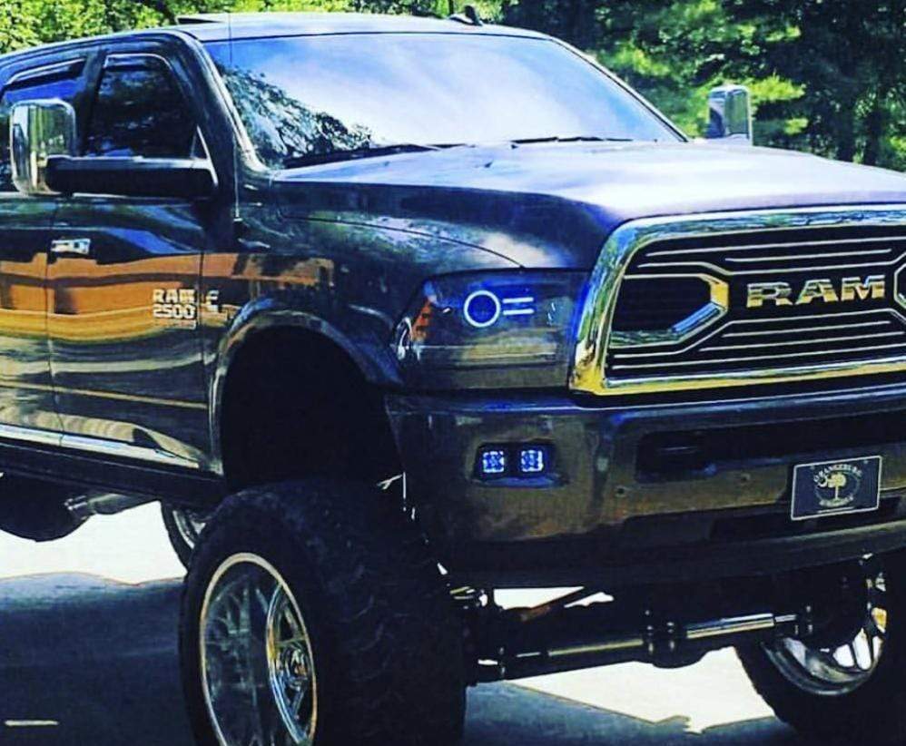 2009-2015 Dodge Ram Projector Multicolor Halo Kit - RGB Halo Kits Multicolor Flow Series Color Chasing RGBWA LED headlight kit Colorshift Oracle Lighting Trendz OneUpLighting Morimoto theretrofitsource AutoLEDTech Diode Dynamics