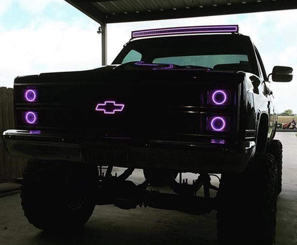 1970-1999 Chevrolet Old School Box Multicolor Halo Kit - RGB Halo Kits Multicolor Flow Series Color Chasing RGBWA LED headlight kit Colorshift Oracle Lighting Trendz OneUpLighting Morimoto theretrofitsource AutoLEDTech Diode Dynamics