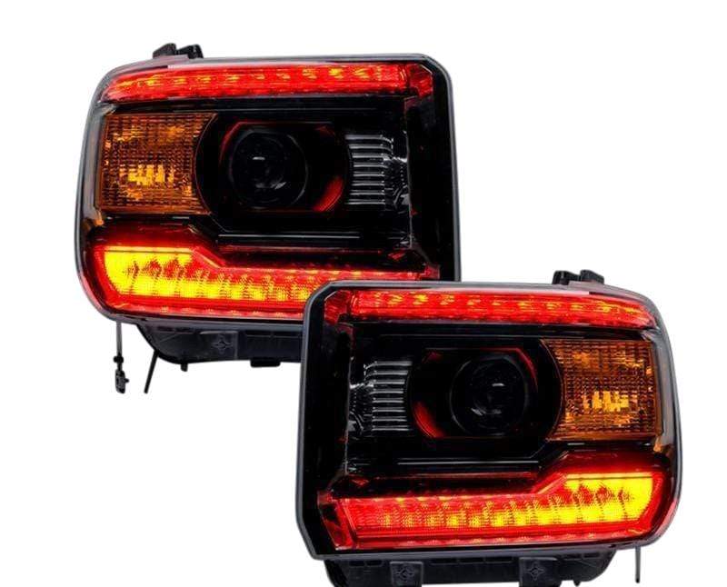 2014-2015 GMC Sierra RGBW DRL Boards - RGB Halo Kits Multicolor Flow Series Color Chasing RGBWA LED headlight kit Oracle Lighting Trendz OneUpLighting Morimoto theretrofitsource AutoLEDTech Diode Dynamics