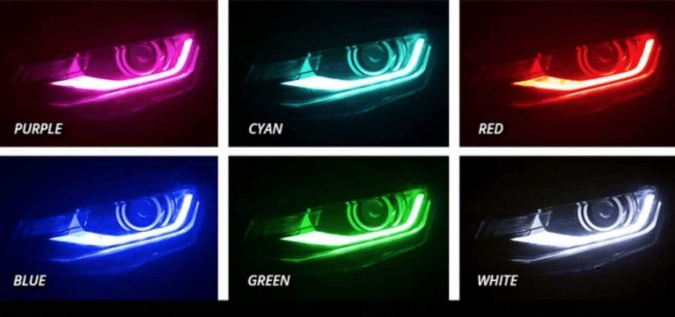 2016-2018 Chevrolet Camaro Multicolor DRL Boards - RGB Halo Kits Multicolor Flow Series Color Chasing RGBWA LED headlight kit Oracle Lighting Trendz OneUpLighting Morimoto theretrofitsource AutoLEDTech Diode Dynamics