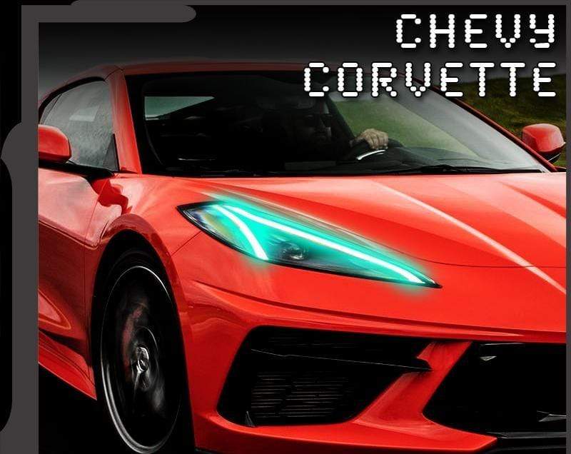 2020-2024 Chevrolet Corvette C8 RGBA DRL Boards - RGB Halo Kits Multicolor Flow Series Color Chasing RGBWA LED headlight kit Colorshift Oracle Lighting Trendz OneUpLighting Morimoto theretrofitsource AutoLEDTech Diode Dynamics